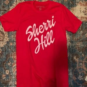 sherri hill red and pink t-shirt